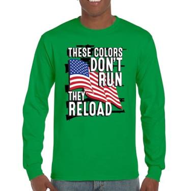 Imagem de Camiseta de manga comprida These Colors Don't Run They Reload 2nd Amendment 2A Don't Tread on Me Second Right Bandeira Americana, Verde, XXG