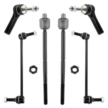 Imagem de BOXI (Conjunto de 6) 2 terminais de direção internos frontais + 2 extremidades de haste de direção externa frontal + 2x elos de extremidade da barra oscilante frontal para Ford Flex Taurus Lincoln MKS