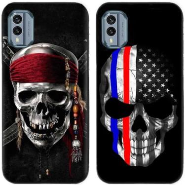 Imagem de 2 peças EUA caveira pirata impressa TPU gel silicone capa de telefone traseira para Nokia (Nokia X30)