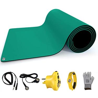 Imagem de Aidacom Tapete de borracha ESD de 76 x 30 cm, almofada antiestática para PC Building Electronic Device Repair Solder Assembly Work, kit de aterramento W/H - antiestático plug pulseira pulseira luvas