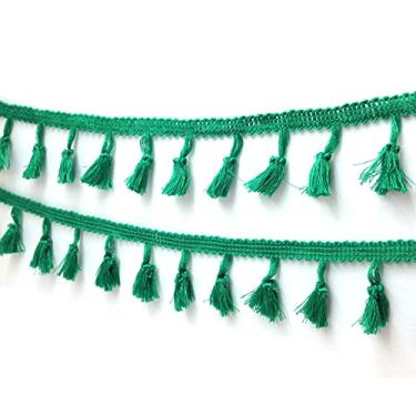 Imagem de PEPPERLONELY 2 jardas de renda de algodão com acabamento de franja de franja para vestido feminino, pano, bolsas, cortina, decoração de casa e outros suprimentos de artesanato DIY, verde
