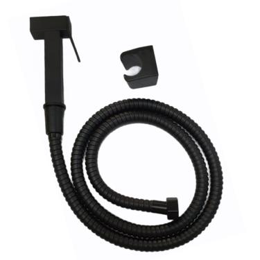 Imagem de Ducha Higiênica Quadrada Flexível e Suporte Preto Fosco - F120PF