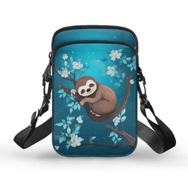Imagem de BYCHECAR Bolsa tiracolo esportiva de viagem casual para crianças e adolescentes, Flor de preguiça, One Size