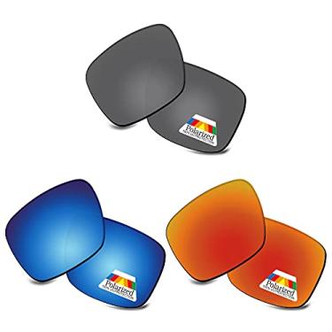 Imagem de Bwake Lentes de reposição POLARIZED para óculos de sol Oakley Holbrook XL OO9417 – Preto + Azul + Vermelho Fogo