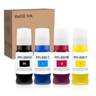 Imagem de Dikarsum Substituição de frasco de tinta pigmentada PFI-050 para impressora Canon PFI-050 PFI 050 PFI050 imagePROGRAF TC-20 TC-20M (preto, ciano, magenta, amarelo, 4 peças)