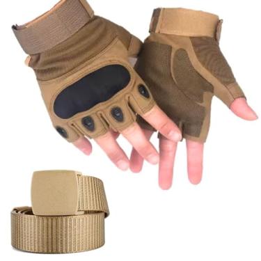 Imagem de Luva Tatica Meio Dedo Militar Airsoft Paintball Motociclista Vigilante Policial Polícia Segurança Microfibra Proteção Anti Derrapante Ciclismo Moto Esportiva Esporte Grande (Caqui)