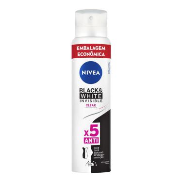 Imagem de Desodorante Antitranspirante Aerosol Nivea Invisible Black & White Clear Feminino 48H 200Ml