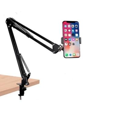Imagem de Suporte de mesa com braço articulado p/smartphones, tablets e Microfone - Premium