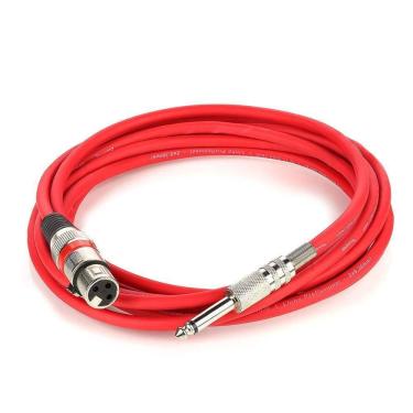Imagem de Cabo De Microfone Xlr Femea Para P10 Mono - Vermelho - 3 Metros