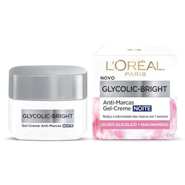 Imagem de L'Oréal Paris Glycolic-Bright, Creme Anti-Marcas Noite com Ácido Glicólico e Vitamina E para Redução Visível de Marcas e Uniformização, Pele Radiante ao Acordar 49g