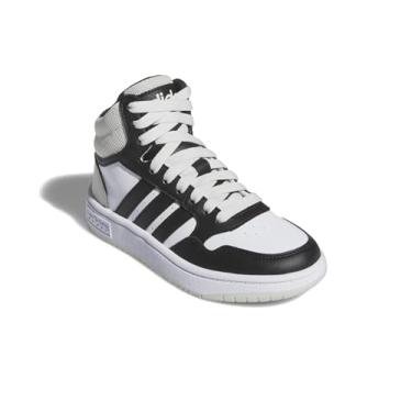 Imagem de adidas Tênis infantil unissex com cano médio, Branco/Preto/Prata Halo, 11 Little Kid