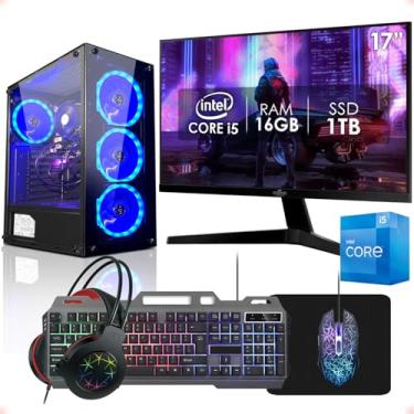 Imagem de PC Gamer Completo Intel Core i5 16GB SSD 1TB Monitor 17" Kit Gamer Fonte 400W Strong Tech