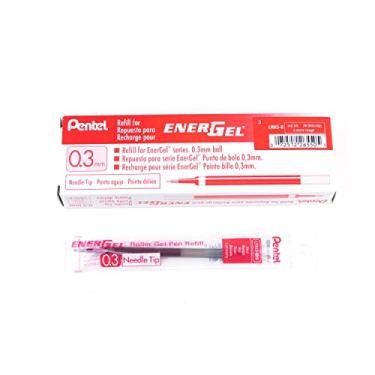 Imagem de Pentel Refil de tinta para caneta de gel retrátil EnerGel RTX ponta de agulha extrafina, pacote com 12, 0,3 mm, vermelha (LRN3-B)