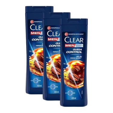 Imagem de Kit 3 Shampoos Anticaspa Clear Men Queda Control 400ml