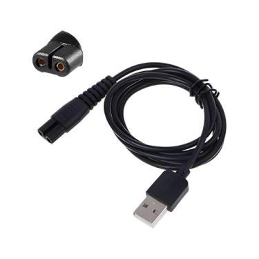 Imagem de KEMEI Cabo carregador de barbeador e máquina de cortar cabelo USB recarregável cabo carregador de barbeador boca dupla redonda