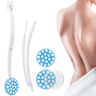 Imagem de Upgrade Body Lotion Applicator, Oil Cream Applicator Massager Shower Scrubber with 19 Massaging Rollers and Foldable Long Handle, Shower Brush Set Back Oil Cream Applicator for Woman Men