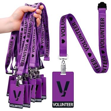 Imagem de Colarr Pacote com 25 cordões voluntários com cartão de plástico PVC, crachás de identificação de voluntários, cordão de separação a granel para atividades, arrecadação de fundos, igreja, escola,