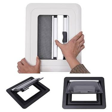 Imagem de Escotilha da janela de ventilação rv, campista caravana motorhome rv janelas push externo, janela articulada superior/lateral rv com tela de toldo e persiana, clarabóia rv janela rv para iate de reboq