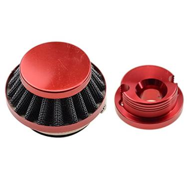 Imagem de GOOFIT Filtro de ar vermelho de 44 mm com adaptador de alumínio para motor de 2 tempos, 43 cc, 47 cc e 49 cc, crianças, quadriciclo, sujeira, bolso, bicicleta, kart e patinete a gás
