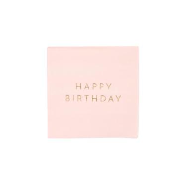 Imagem de Bonjour Fête Guardanapos de papel de festa pequenos de feliz aniversário rosa claro | Guardanapos de 3 camadas | Temas de princesa, festa de chá e unicórnio | Tamanho de coquetel premium | Folha