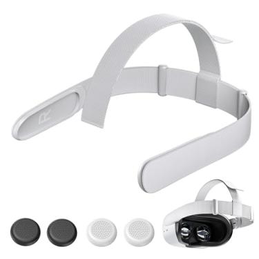 Imagem de Replacement Head Strap for Quest 2 VR Headset Accessories Lightweight Adjustable Headband with Thumb Grip Caps Breathable Washable Cloth Strap for Enhanced Comfort and Long Play