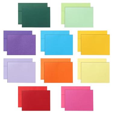 Imagem de Silunkia Cartões e envelopes em branco com 10 cores sortidas, 10 x 14 cm, cartolina plana pesada e envelopes A2 autoselados, 20 pacotes para convites de casamento, cartões de felicitações, cartões de