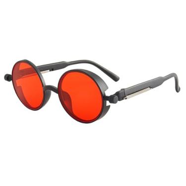 Imagem de JRLLFD Óculos de sol gótico steampunk masculino e feminino, óculos de sol retrô redondo com armação para pc, 3, tamanho único