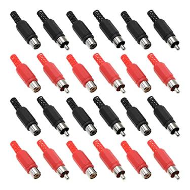 Imagem de The Lord of the Tools Adaptador de plugue RCA de solda, 40 peças, substituição de conector de áudio e vídeo RCA macho e fêmea (10 vermelho/preto macho e 10 vermelho/preto fêmea)
