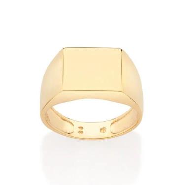 Imagem de Anel banhado ouro 3x 24k 18k e 22k masculino rommanel quadrado liso 51