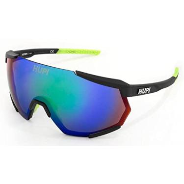 Imagem de Óculos de Sol Hupi Aspen Armação Preto e Verde Lente Verde Espelhado, Cor: Preto