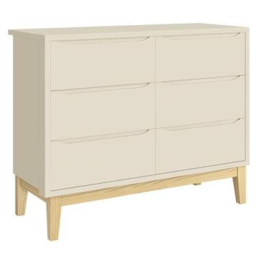 Imagem de Cômoda 6 Gavetas Classic New Areia Fosco com Natural - Reller
