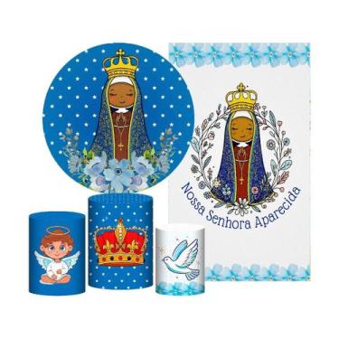 Imagem de Kit Casado Nossa Senhora Aparecida Painel Redondo Trio Capas - Prime D