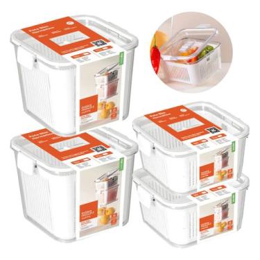 Imagem de Organizador Geladeira Frutas Legumes Vegetais 4 Potes Cesto - EDF, Bra
