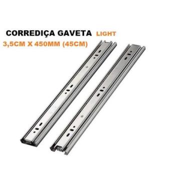 Imagem de Corrediça Gaveta Trilho Telescópico LIGHT 450MM (45CM) PAR - FERRAGENS