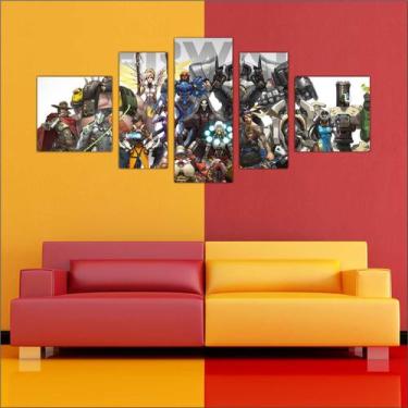 Imagem de Quadro Decorativo Game Overwatch Mosaico 5 Peças Salas Quartos TT1 - V