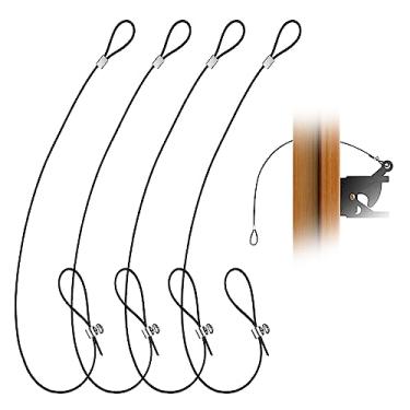 Imagem de MARRTEUM Puxador de cabo de trinco de portão, 48 cm de aço inoxidável, ajustável, para cercas de madeira, jardim, quintal, porta, cerca, portão, abridor (4 peças, preto)