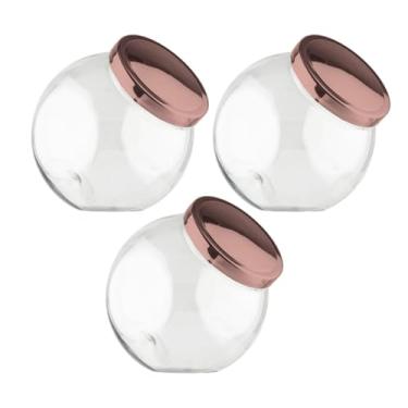 Imagem de Kit 3 Baleiro 1 Litro com Tampa Rose ou Prata Pote Multiuso (ROSE GOLD)