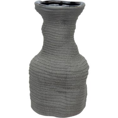 Imagem de Vaso Decorativo Enfeite Casa Aparador Home&co Cerâmica 28x15x15cm Cinza