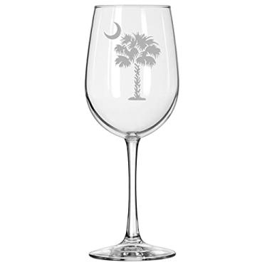 Imagem de MIP Brand Taça de vinho para palmetto de vinho tinto ou branco Carolina do Sul Palm Moon (haste de 473 ml de altura)