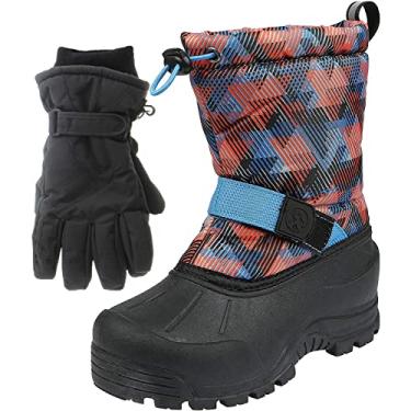 Imagem de Northside Frosty Kids – Conjunto de botas e luvas de inverno para meninos e meninas, Navy/Orange, 7 Toddler