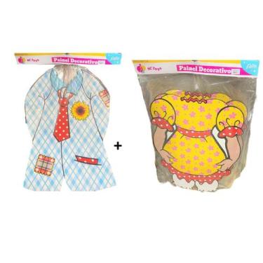 Imagem de Kit 2 Painéis Decorativo Festa junina Vestido e Paletó - Mor