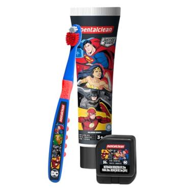 Imagem de Dentalclean Kit Infantil - Escova Extra Macia - Gel Dental 50g Com Flúor - Fio Dental 20m - Estojo Sortido, Heróis