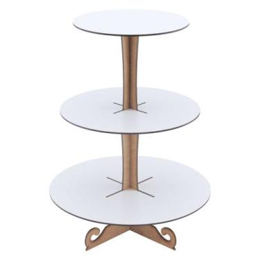 Imagem de Torre Porta Doces 3 Andares Linha Premium - Mdf Branco - Modernarte