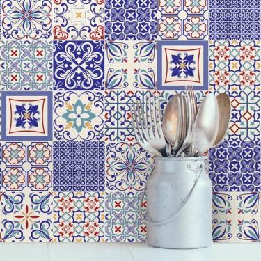 Imagem de Adesivo de Azulejo Azul Monte Belo 15x15 para Cozinha 36un - Quartinho
