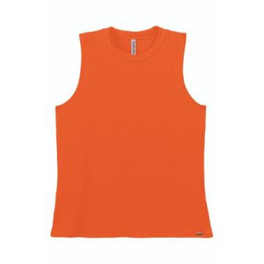 Imagem de Regata Básica Malha Canelada Feminina Marialicia Ref. 52086, Laranja 3
