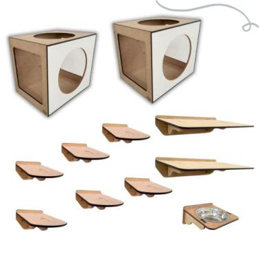 Imagem de Kit Playground Para Gatos Duplo Frente Redonda - DGP STORE, Branco