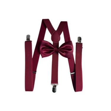 Imagem de 5 Kits Suspensório + Gravata Borboleta Adulto - STYLESTORE, Bordô, Inf