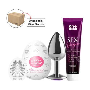 Imagem de Plug Anal Tamanho P + Sex Virgin Gel Adstringente Corporal + Egg Mastu