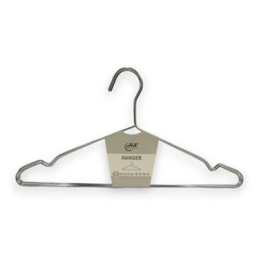 Imagem de Kit 100x Cabides Ganhco De Roupas Aço Cromado Com Cavas - Kadê