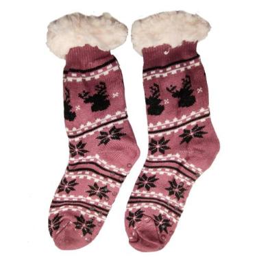 Imagem de Meia Térmica Feminina de Lã Quentinha Inverno Forrada Pelinho antiderr